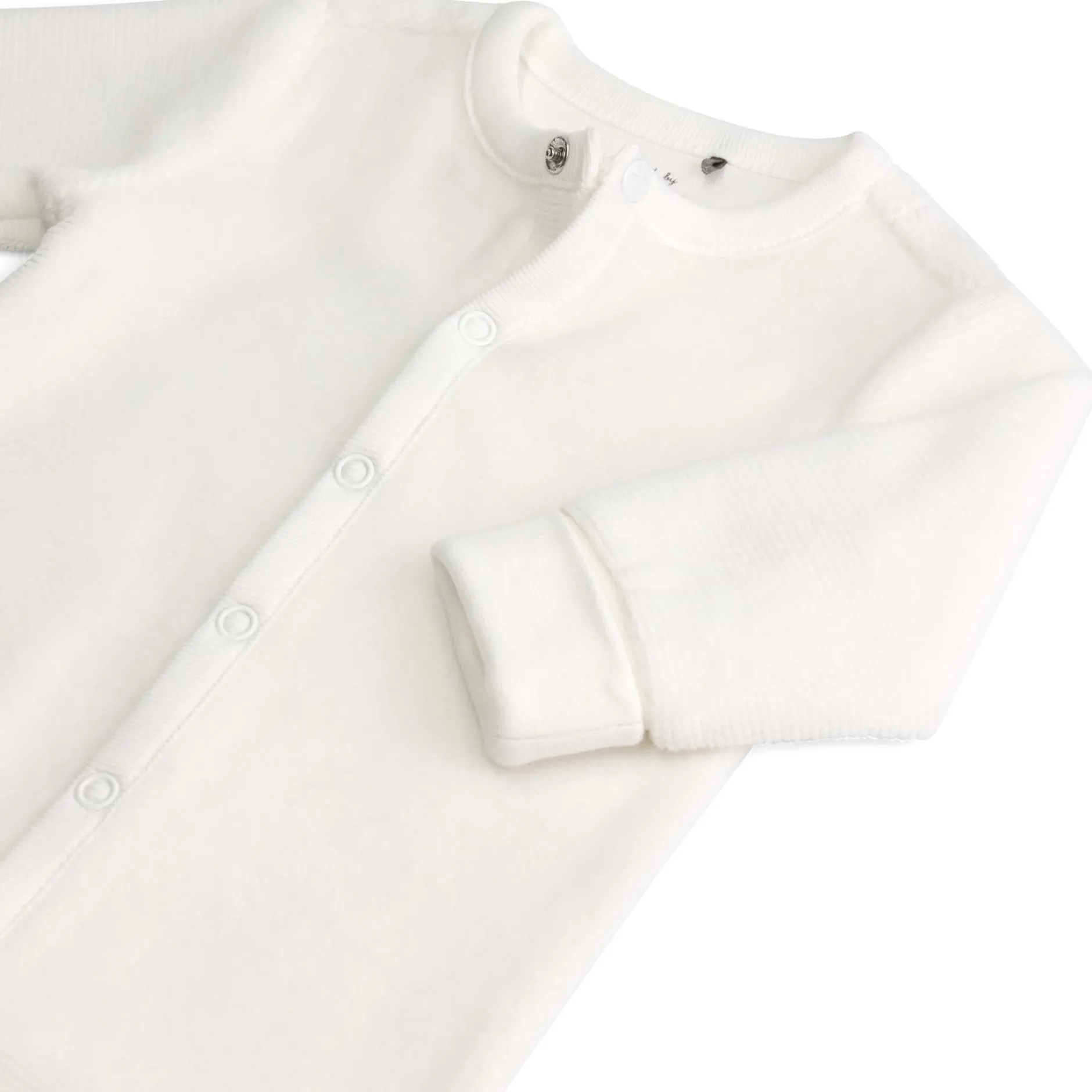 Boxpakjes|Boxpakjes*Prénatal newborn boxpakje rib velours lange mouwen effen wit Ivory White
