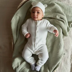 Boxpakjes|Boxpakjes*Prénatal newborn boxpakje rib velours lange mouwen effen wit Ivory White