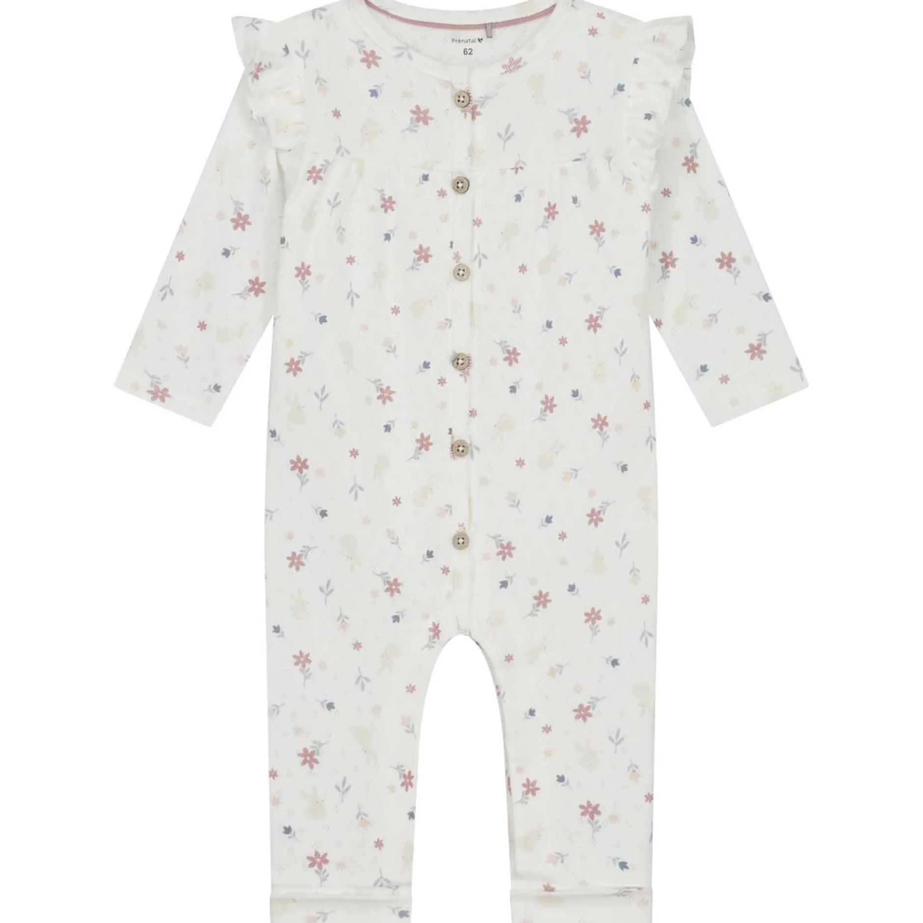 Boxpakjes & Jumpsuits|Boxpakjes*Prénatal newborn boxpakje lange mouwen bloemen wit Ivory White