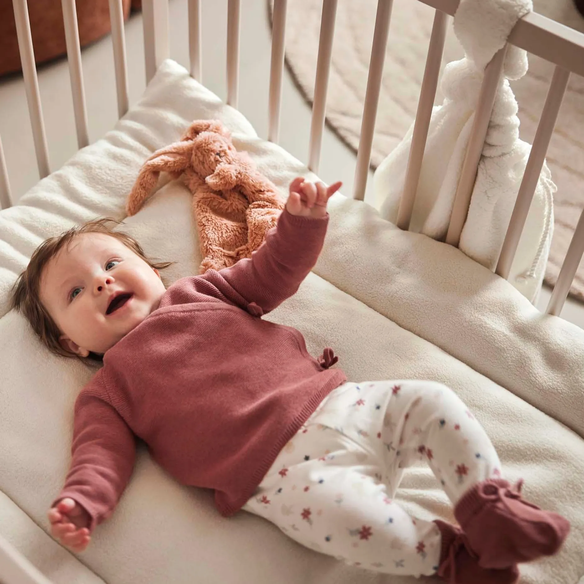 Broeken & Leggings|Broeken*Prénatal newborn broek bloemen wit Ivory White