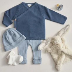 Broeken & Tuinbroeken|Broeken & Leggings*Prénatal newborn broek rib effen blauw Steel Blue