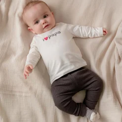Broeken & Leggings|Broeken*Prénatal newborn broek rib effen antraciet Deep Grey Melange