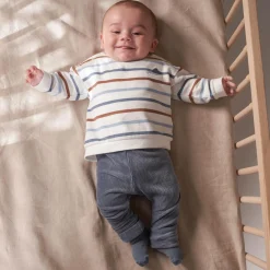 Broeken & Tuinbroeken|Broeken & Leggings*Prénatal newborn broek velours effen blauw Steel Blue