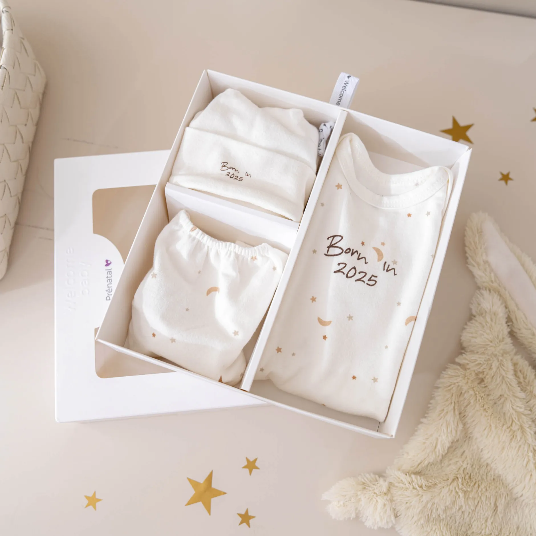 Feestartikelen|Kraamcadeaus*Prénatal newborn giftset born in 2025 Beigebrown