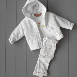 Jassen|Jassen*Prénatal newborn jas rib velours  effen wit Ivory White