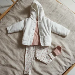 Jassen|Jassen*Prénatal newborn jas rib velours  effen wit Ivory White