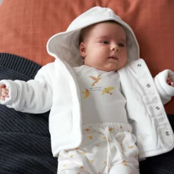 Jassen|Jassen*Prénatal newborn jas rib velours  effen wit Ivory White