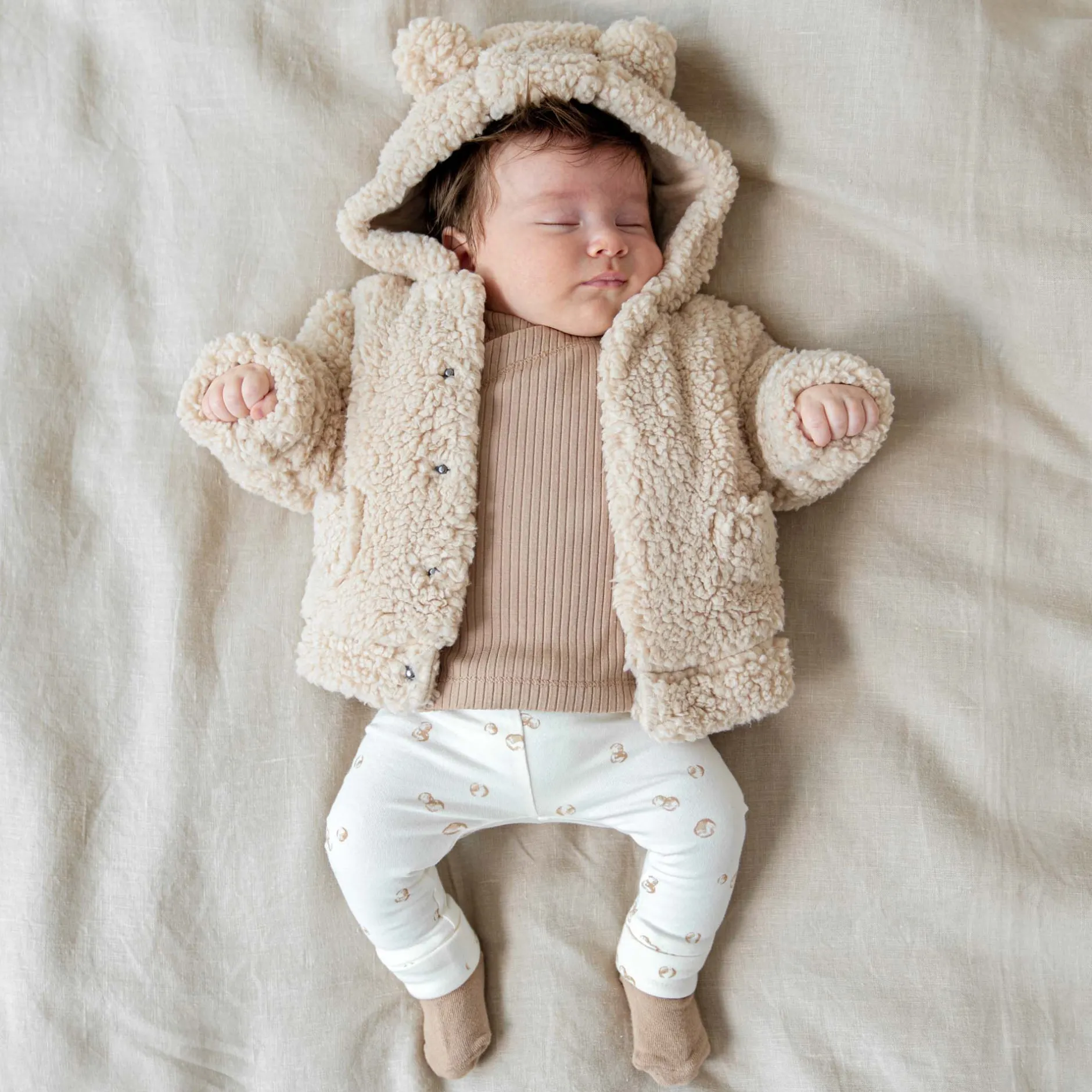 Jassen|Jassen*Prénatal newborn jas teddy effen beige Beigebrown
