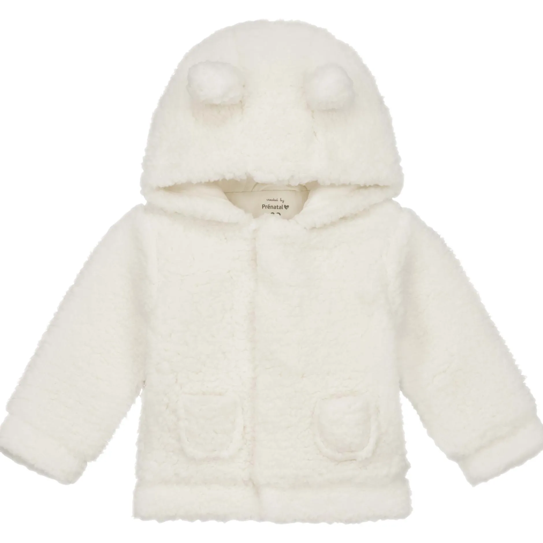 Jassen|Jassen*Prénatal newborn jas teddy lange mouwen effen wit Ivory White