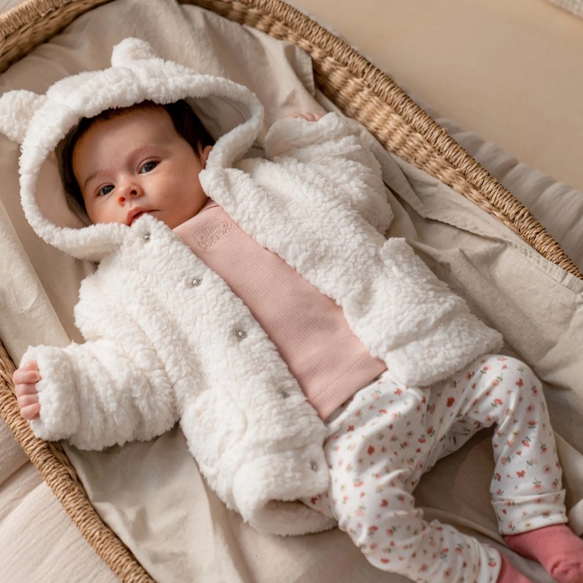Jassen|Jassen*Prénatal newborn jas teddy lange mouwen effen wit Ivory White