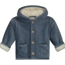 Jassen|Jassen*Prénatal newborn jas velours lange mouwen effen denim Steel Blue