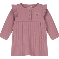 Jurken & Rokken|Jurken & Rokken*Prénatal newborn jurk ajour lange mouwen effen roze Violet Pink