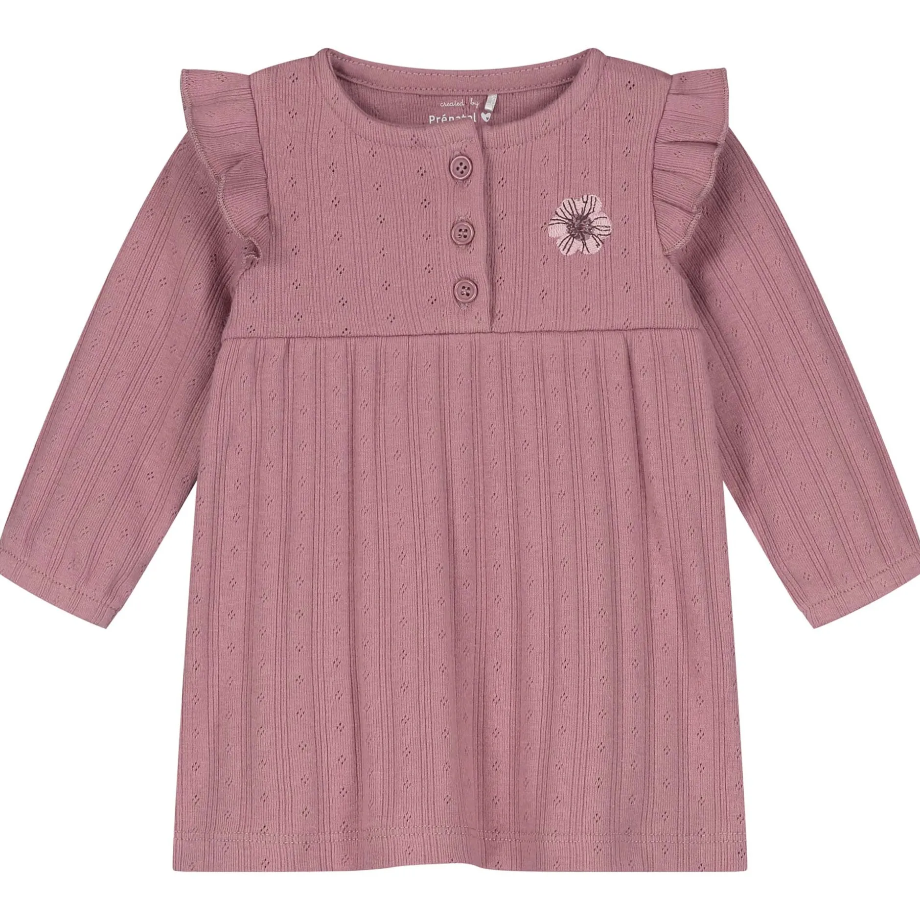 Jurken & Rokken|Jurken & Rokken*Prénatal newborn jurk ajour lange mouwen effen roze Violet Pink