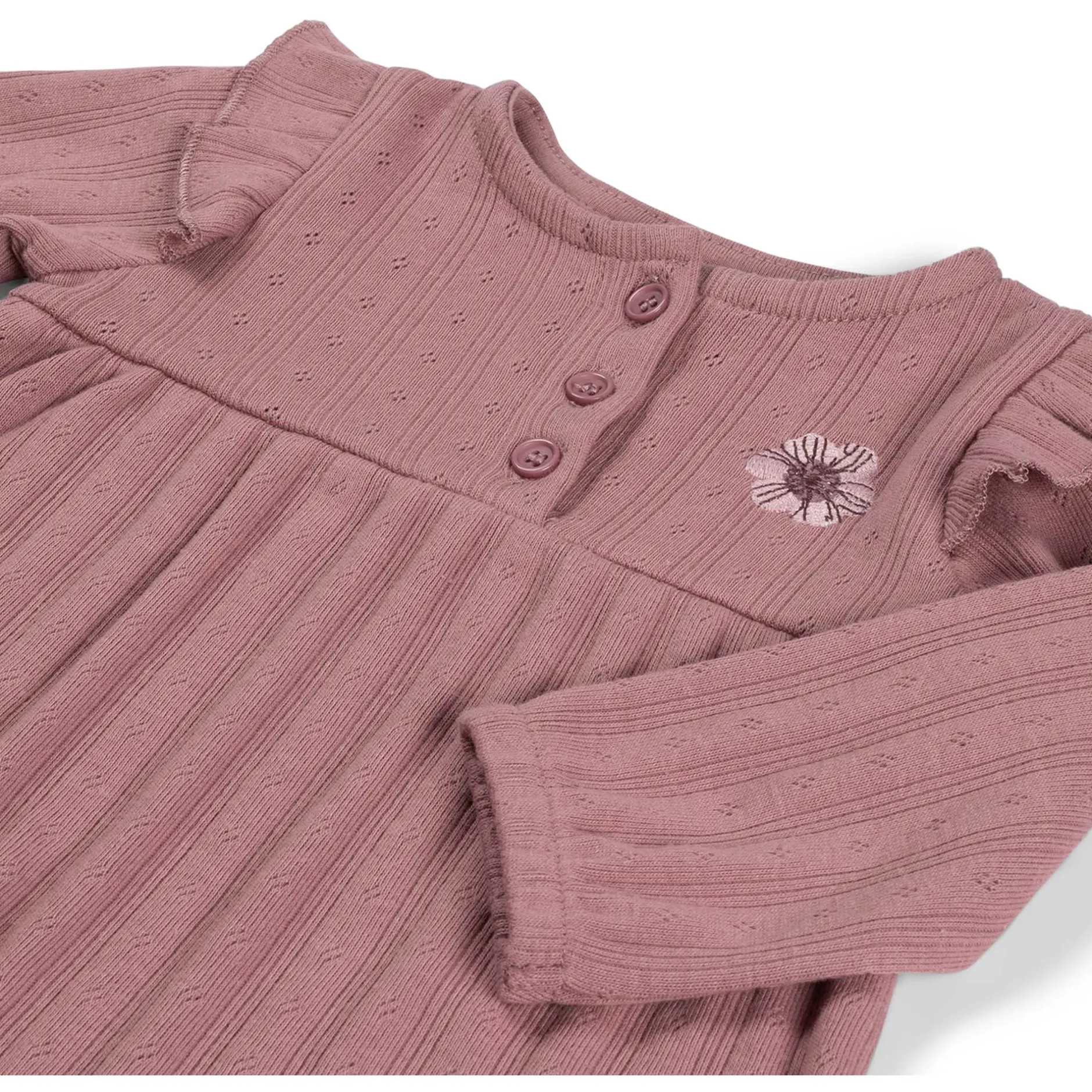 Jurken & Rokken|Jurken & Rokken*Prénatal newborn jurk ajour lange mouwen effen roze Violet Pink