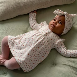 Jurken & Rokken|Jurken & Rokken*Prénatal newborn jurk lange mouwen bloemen roze Powder Pink