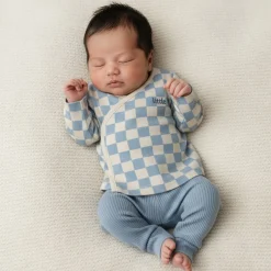 Boxpakjes|Boxpakjes & Jumpsuits*Prénatal newborn kledingset blokjes lange mouwen meerkleurig blauw Light Water Blue