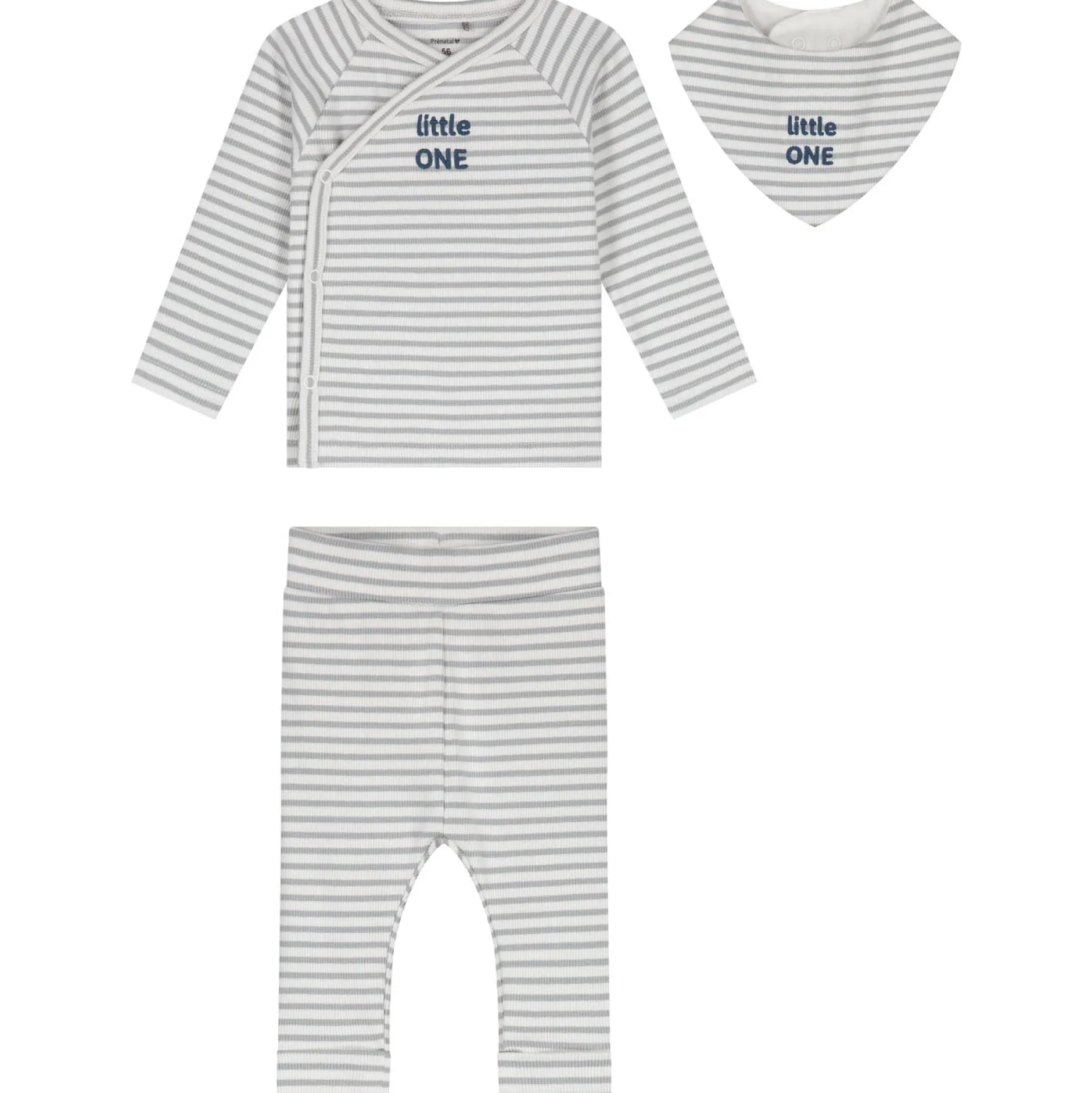 Boxpakjes & Jumpsuits|Boxpakjes*Prénatal newborn kledingset rib streep lange mouwen strepen grijs Soft Blue Grey