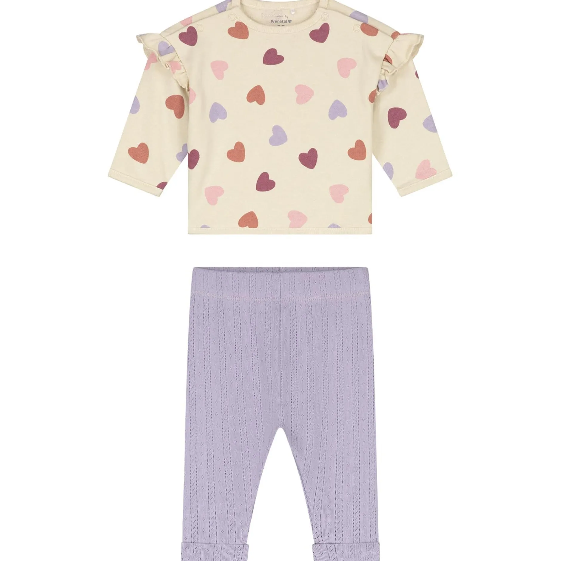 Boxpakjes & Jumpsuits|Boxpakjes*Prénatal newborn kledingset hartjes lange mouwen hartjes multi Dark Ecru