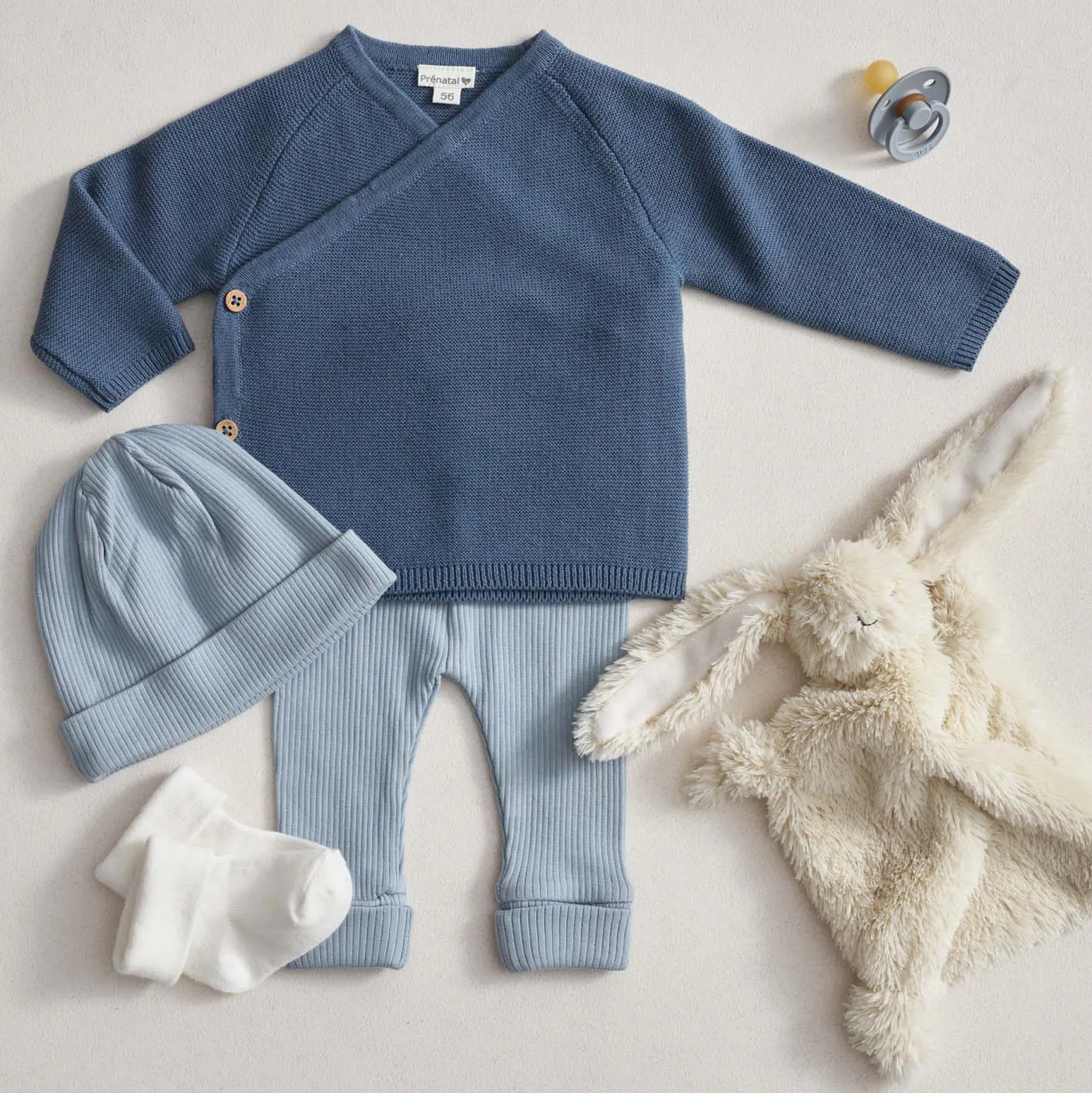 Accessoires|Accessoires*Prénatal newborn muts rib blauw Steel Blue