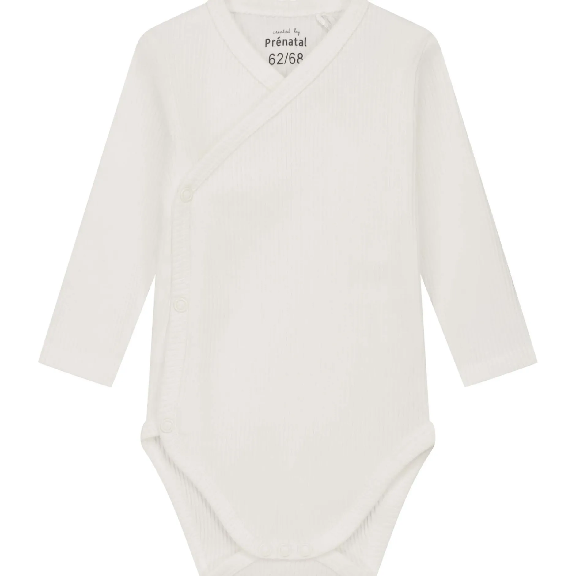 Rompers|Rompers*Prénatal newborn overslagromper rib lange mouwen effen wit Ivory White