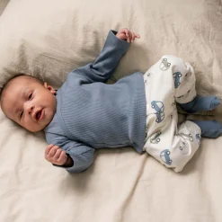 Shirts & Blouses|Shirts & Blouses*Prénatal newborn overslagshirt rib lange mouwen effen blauw Blue Grey
