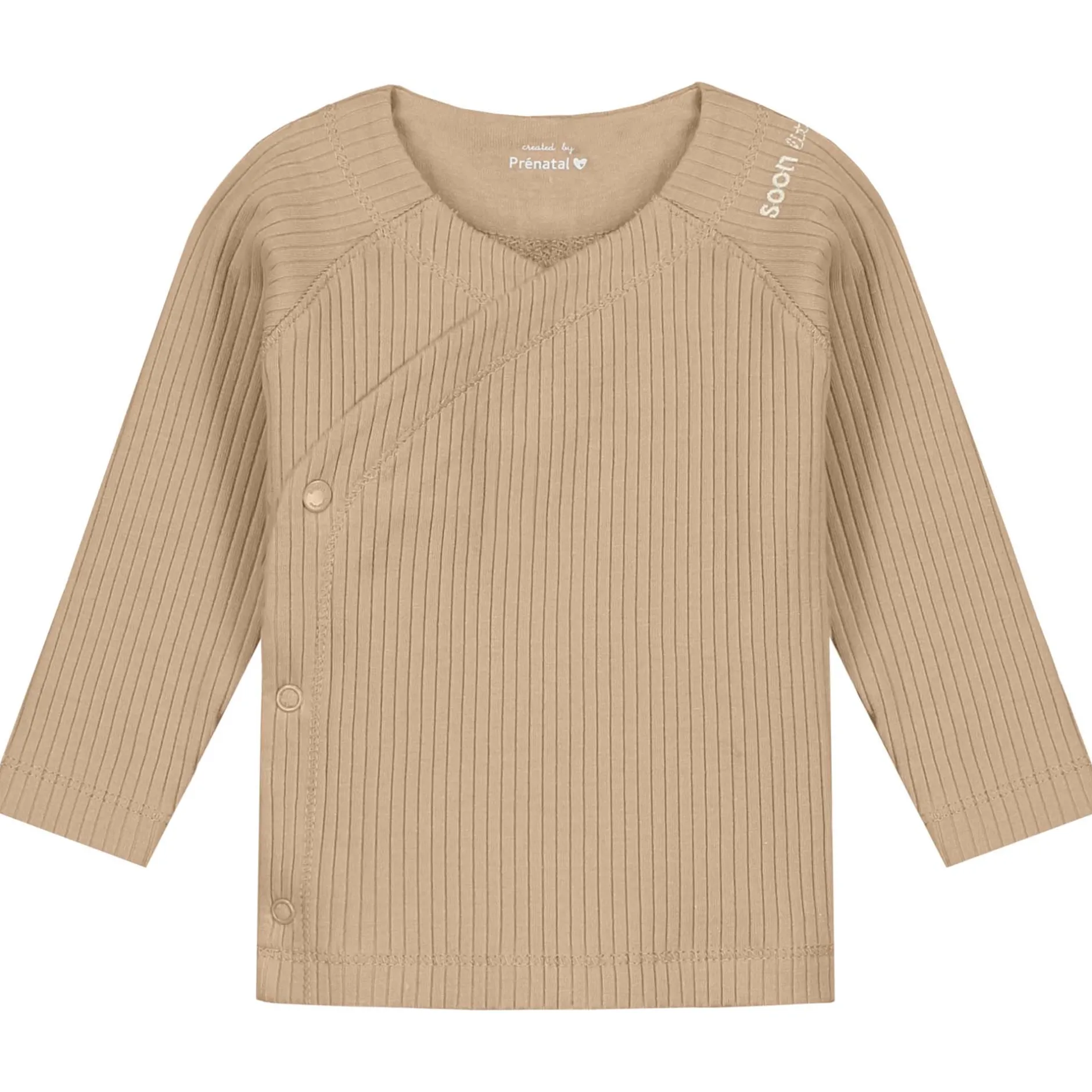 Shirts & Blouses|Shirts & Blouses*Prénatal newborn overslagshirt rib lange mouwen effen taupe Soft Taupe Brown