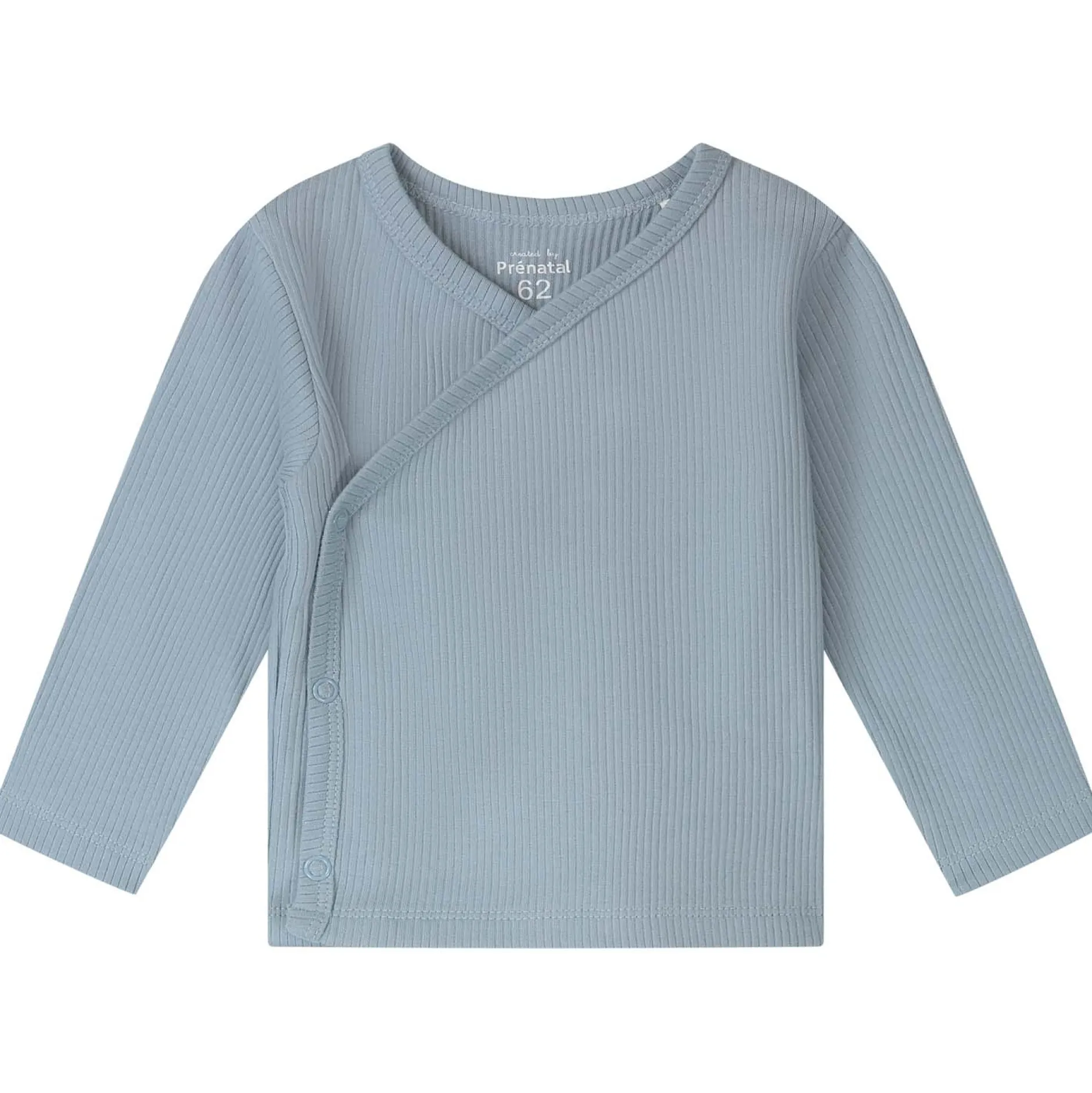 Shirts & Blouses|Shirts & Blouses*Prénatal newborn overslagshirt rib lange mouwen effen blauw Steel Blue