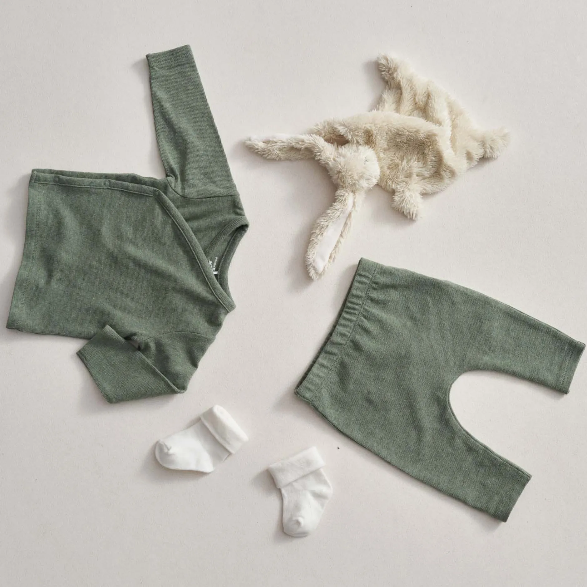 Shirts & Blouses|Shirts & Blouses*Prénatal newborn overslagshirt lange mouwen effen groen Dark Green Melange