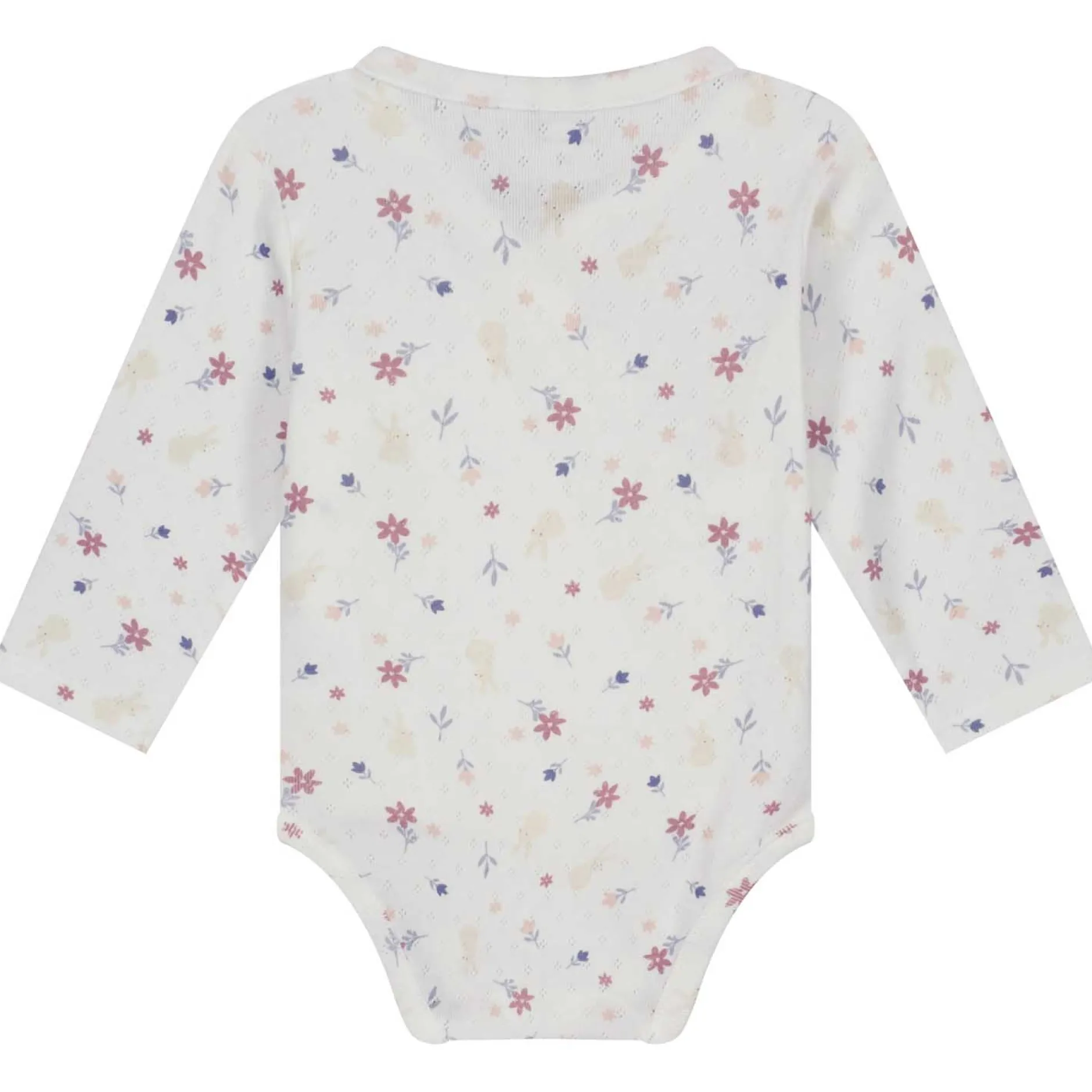 Rompers|Rompers*Prénatal newborn romper lange mouwen bloemen wit Ivory White
