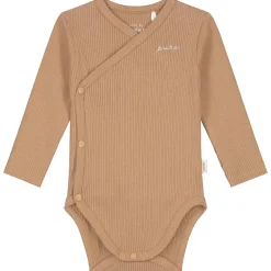 Rompers|Rompers*Prénatal newborn romper rib Pure lange mouwen effen bruin Dark Sand Brown