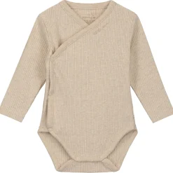 Rompers|Rompers*Prénatal newborn romper rib lange mouwen effen beige Beigebrown