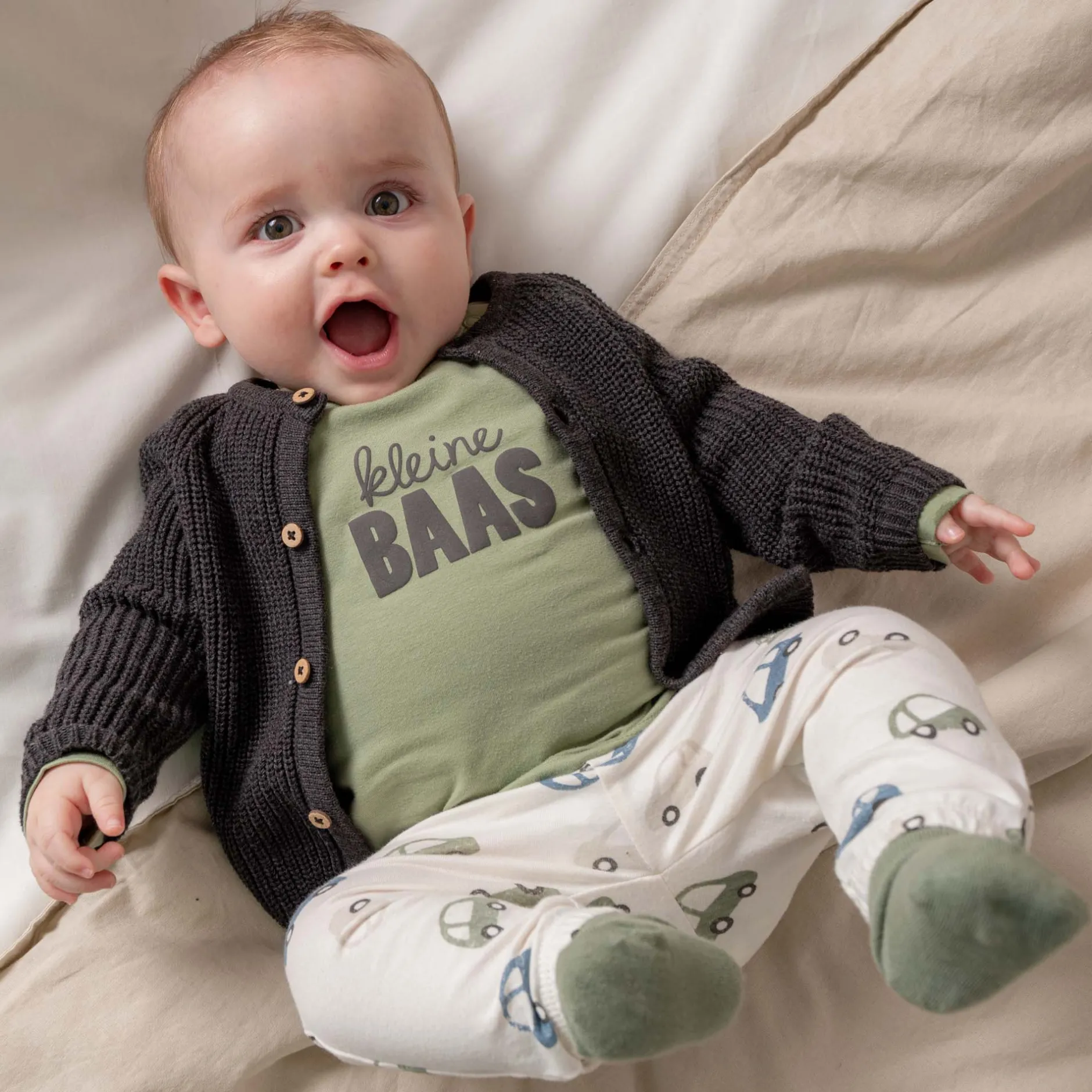 Shirts & Blouses|Shirts & Blouses*Prénatal newborn shirt lange mouwen tekst groen Green Shade