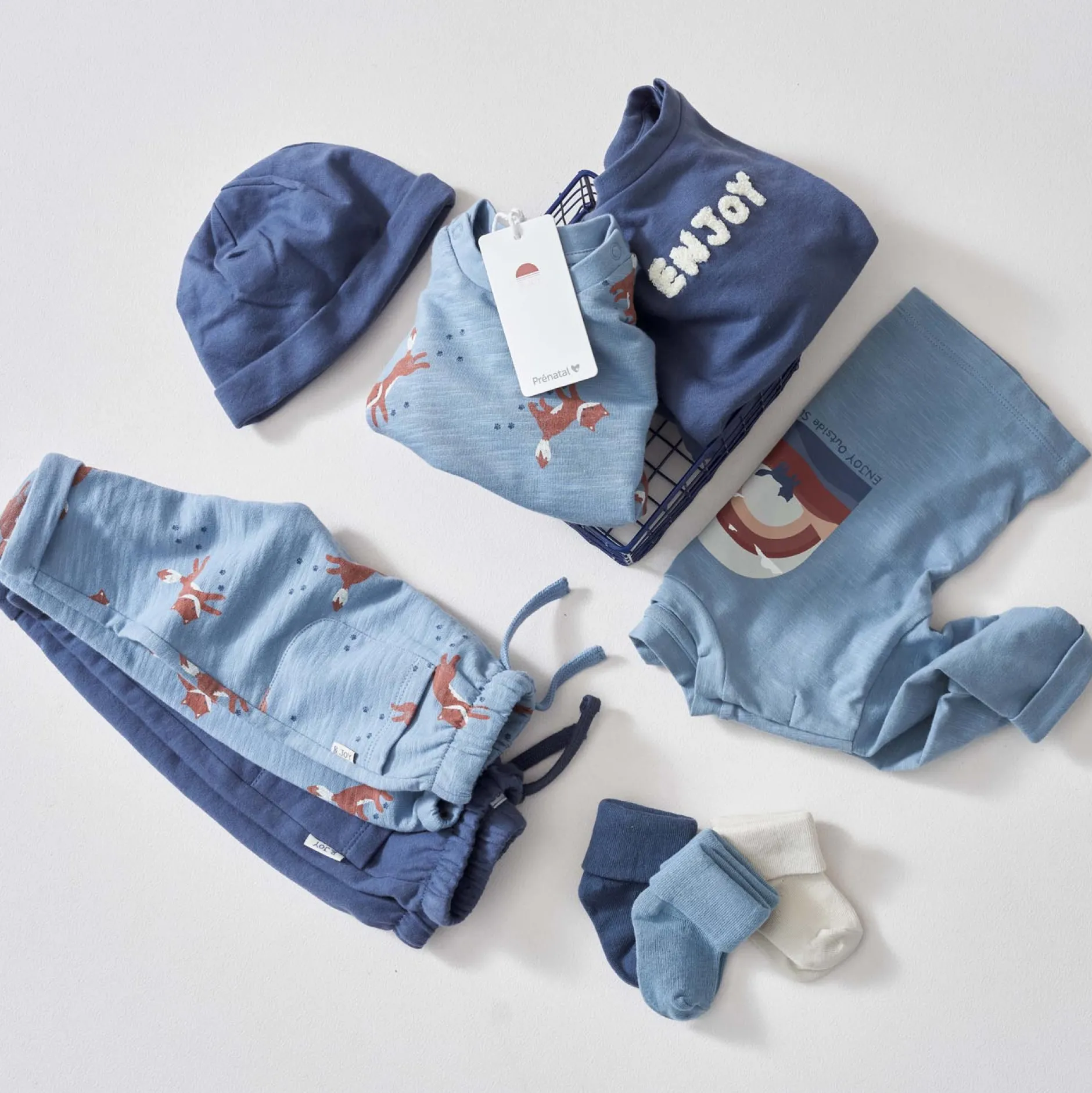 Truien & Vesten|Truien & Vesten*Prénatal newborn sweater lange mouwen printopdruk blauw Dark Kobalt
