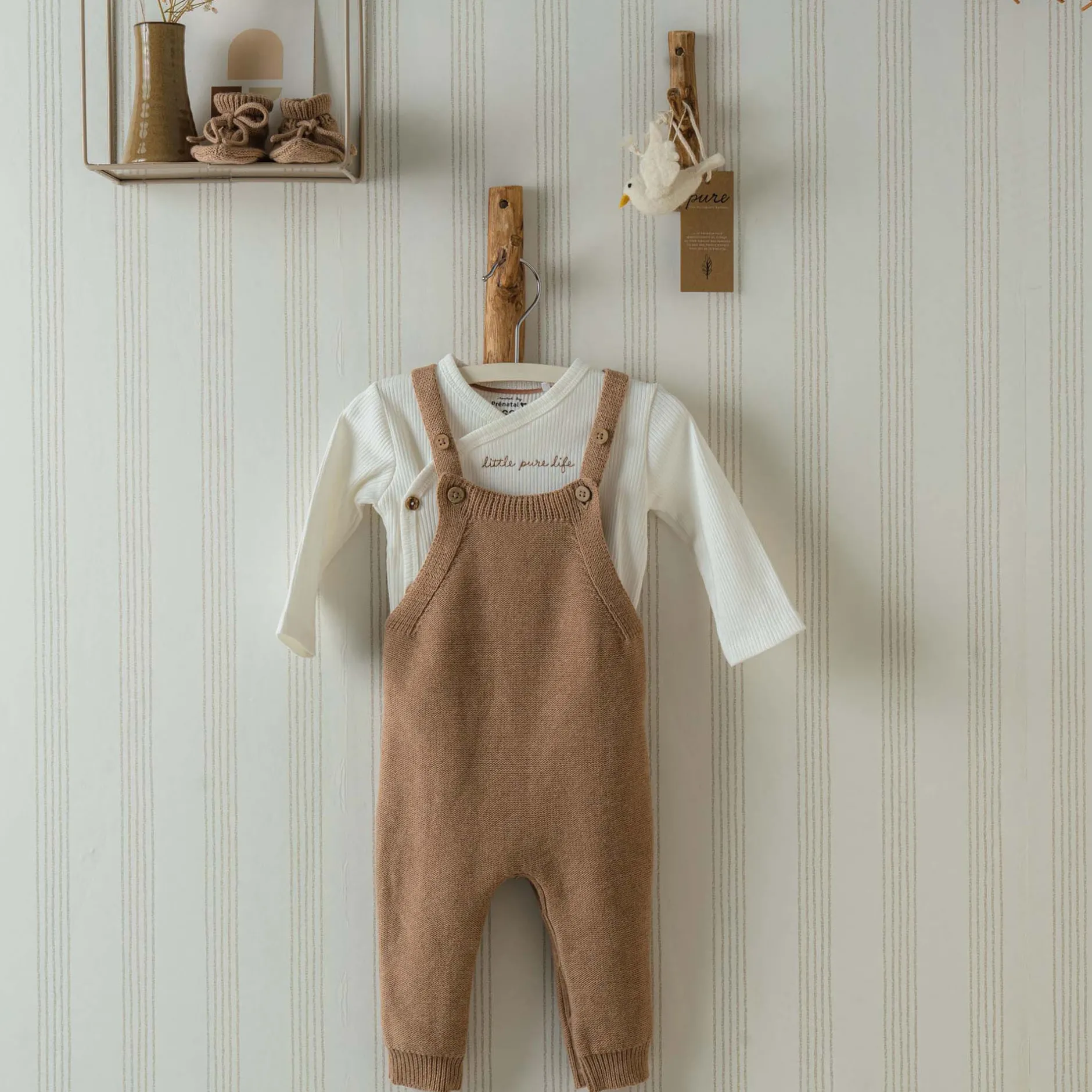 Boxpakjes|Boxpakjes & Jumpsuits*Prénatal newborn tuinbroek Pure mouwloos effen bruin Dark Sand Brown