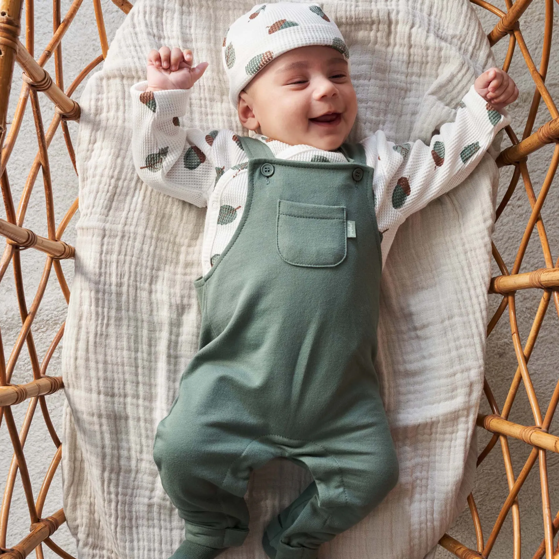 Boxpakjes|Boxpakjes*Prénatal newborn tuinbroek effen groen Light Forest Green