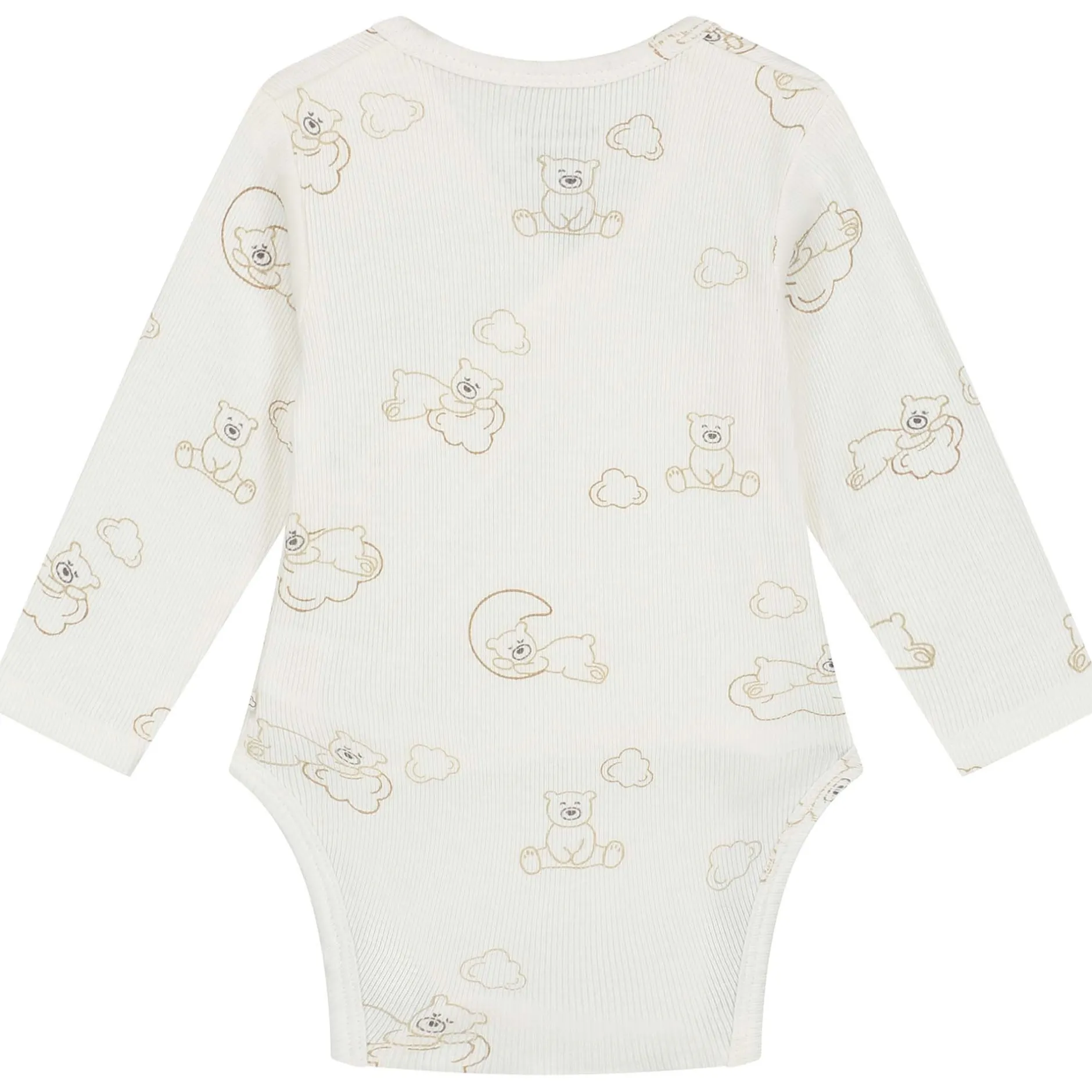 Rompers|Rompers*Prénatal overslagromper beren rib lange mouwen all over print wit Ivory White