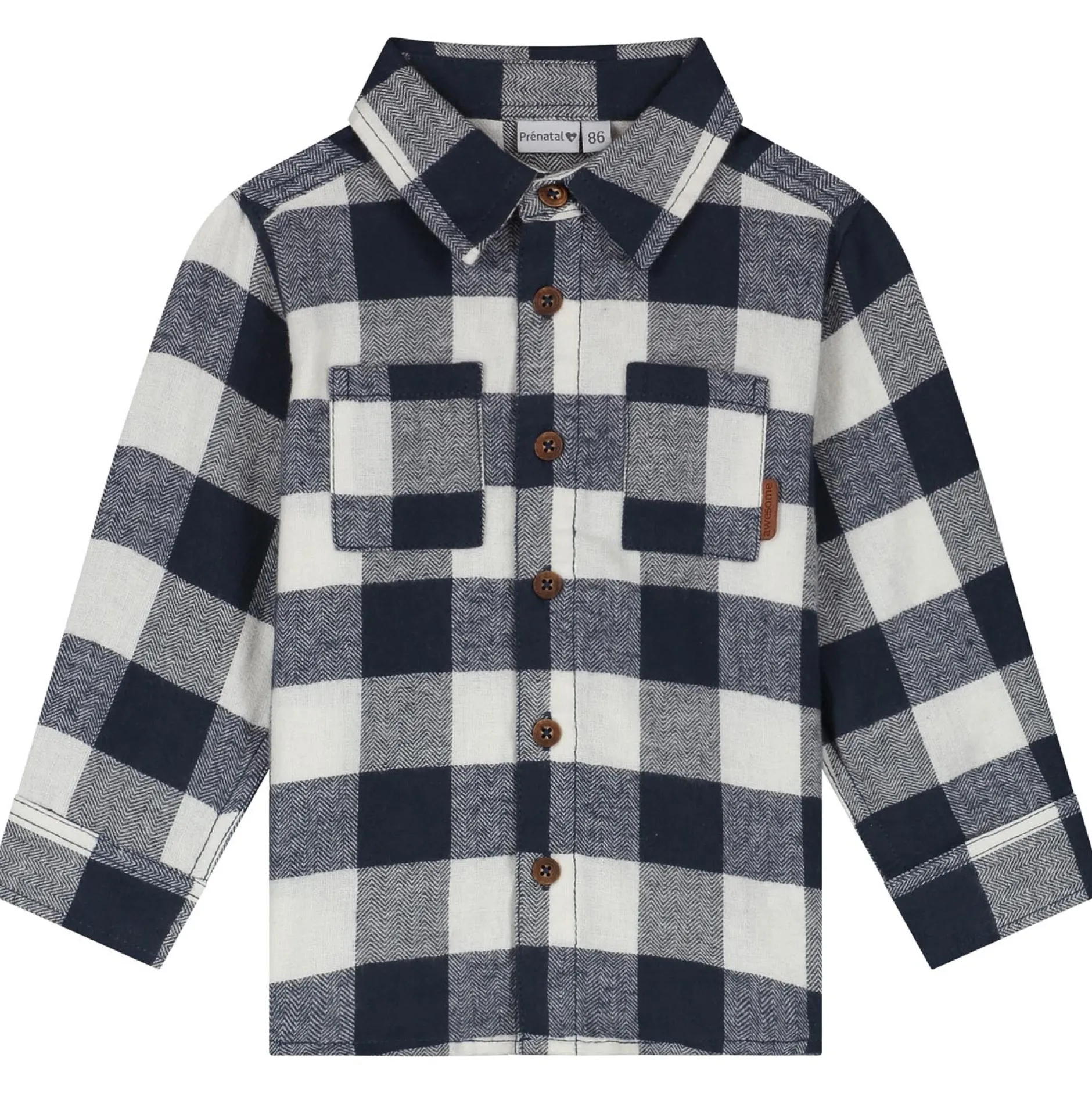 Shirts & Blouses|Shirts & Blouses*Prénatal peuter blouse lange mouwen ruit blauw Dark Bluegrey