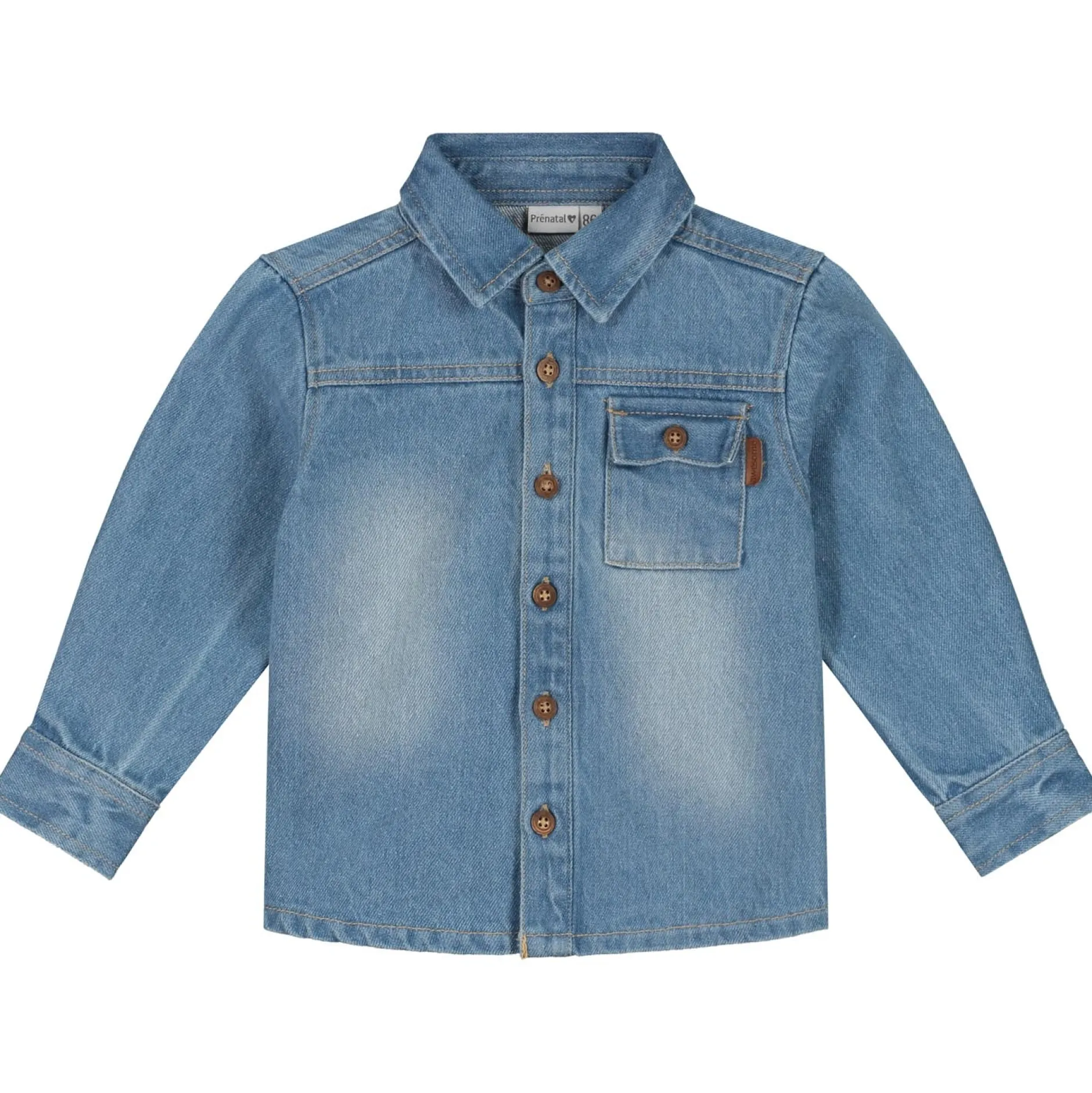 Shirts & Blouses|Shirts & Blouses*Prénatal peuter blouse lange mouwen effen denim Mid Blue Denim