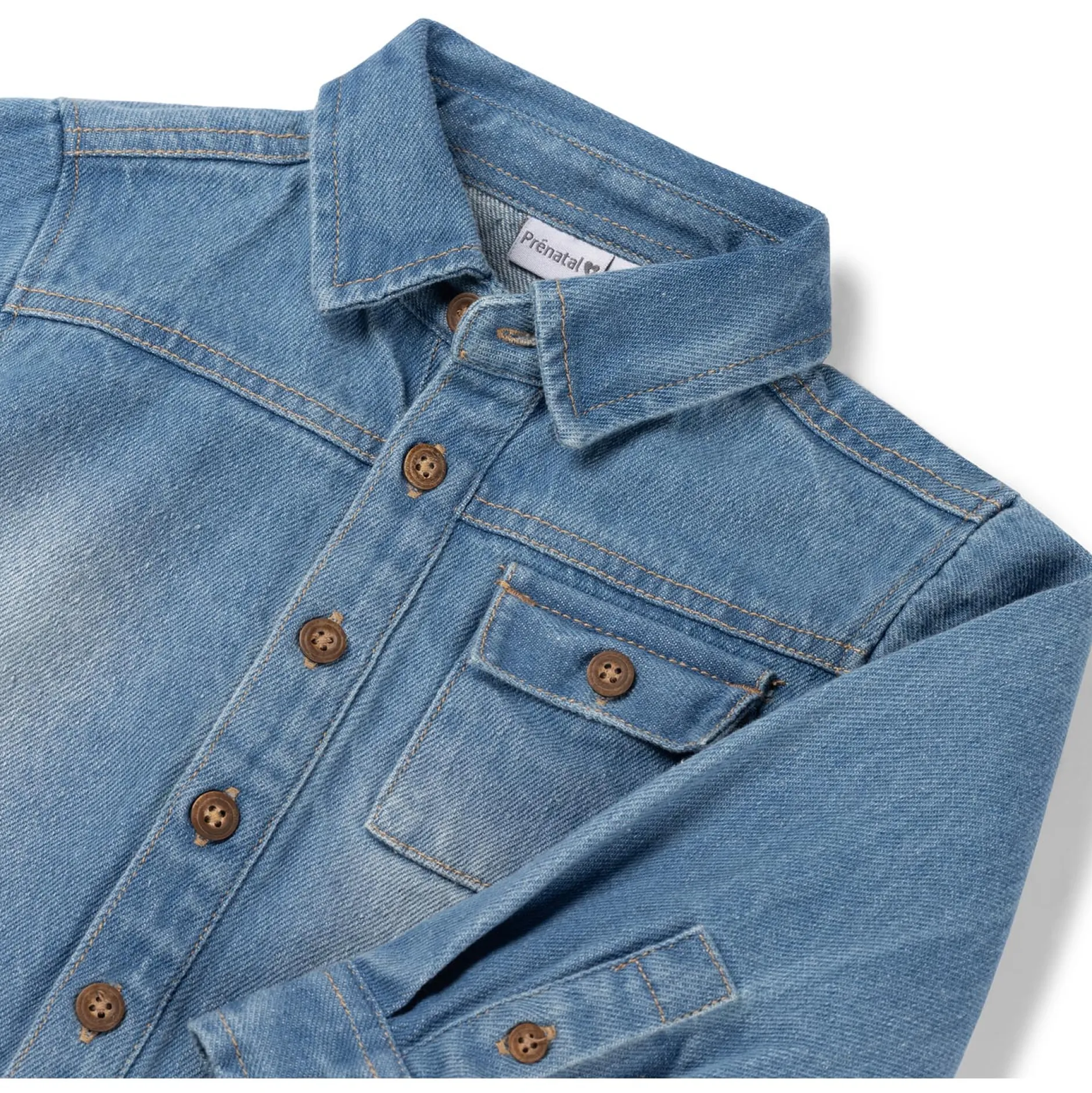 Shirts & Blouses|Shirts & Blouses*Prénatal peuter blouse lange mouwen effen denim Mid Blue Denim