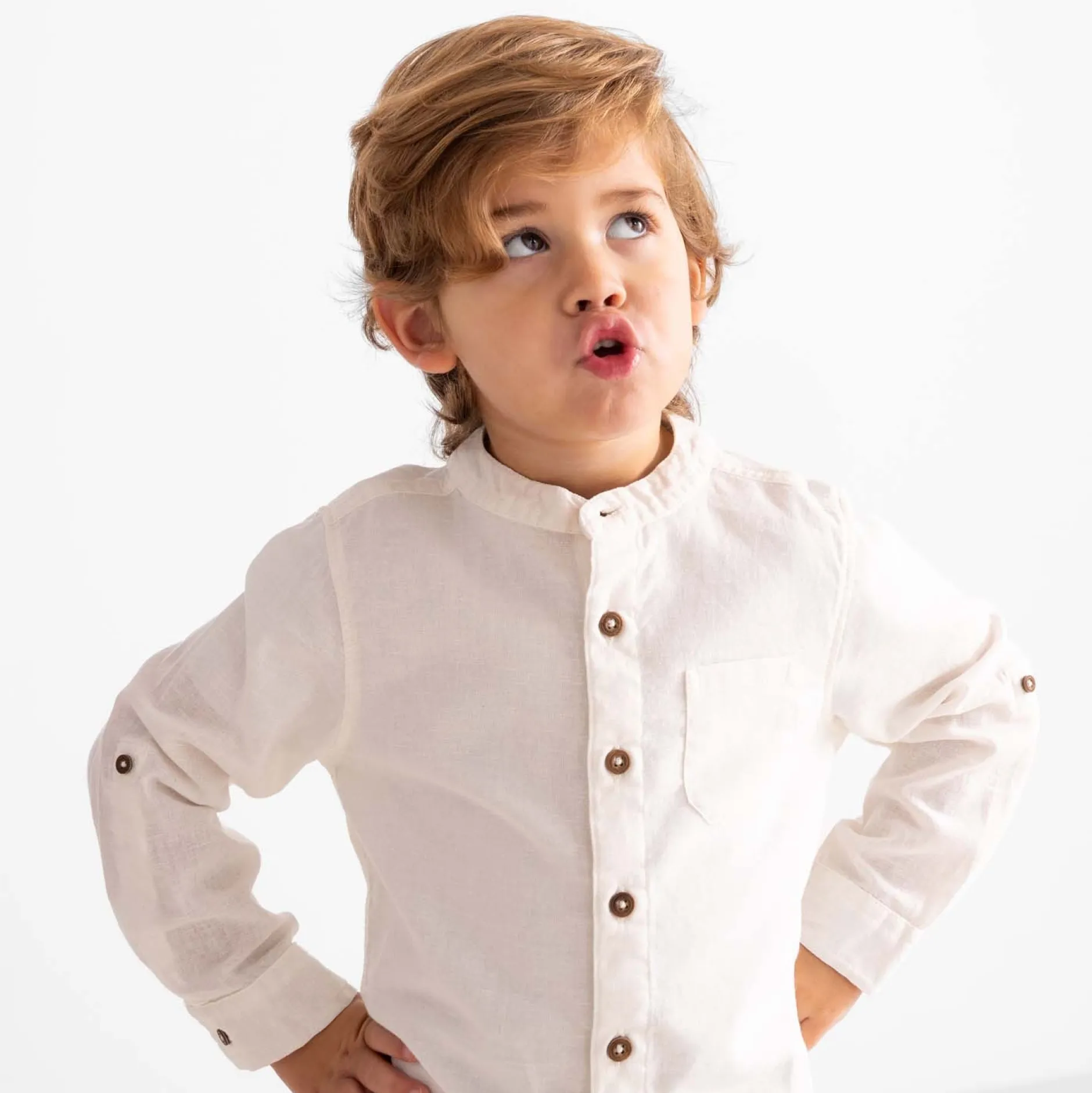 Shirts & Blouses|Shirts & Blouses*Prénatal peuter blouse lange mouwen effen wit Dark Off-White