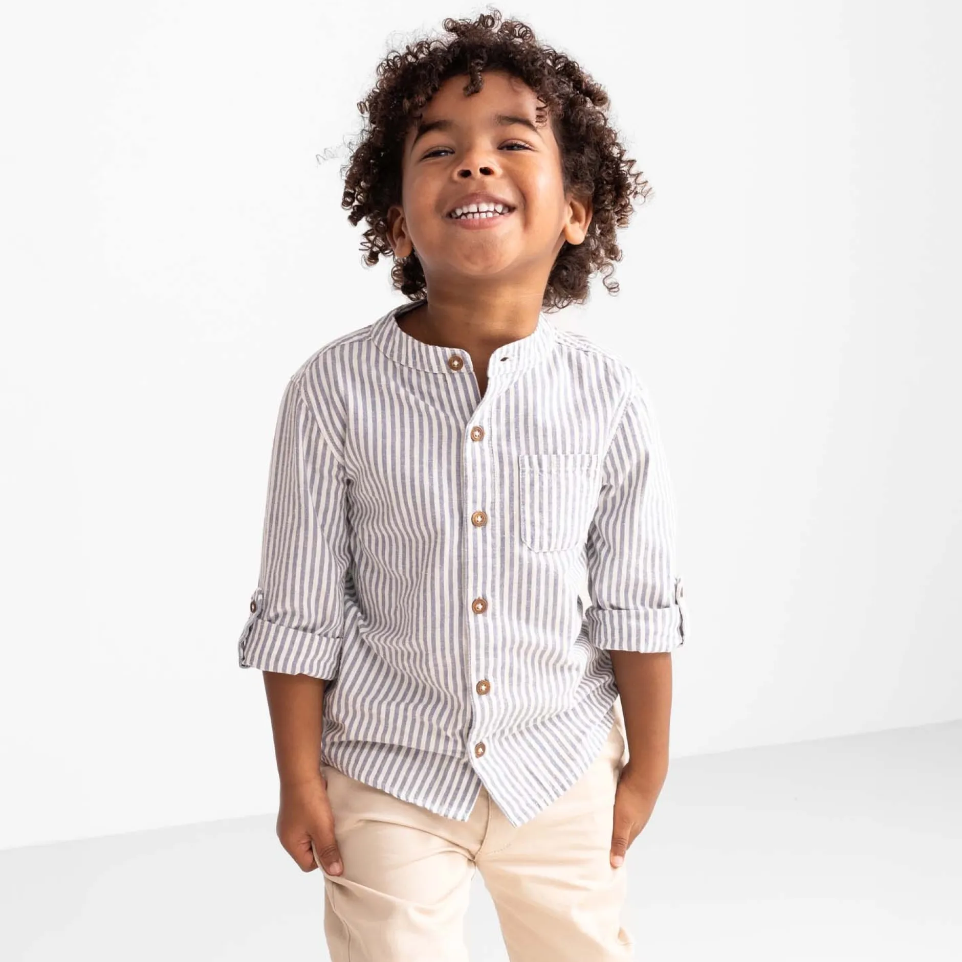 Shirts & Blouses|Shirts & Blouses*Prénatal peuter blouse lange mouwen strepen blauw Dark Milky Blue