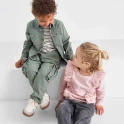 Shirts & Blouses|Shirts & Blouses*Prénatal peuter blouse lange mouwen effen groen Light Khaki Green