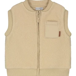 Truien & Vesten|Vesten*Prénatal peuter gilet mouwloos effen beige Soft Bisquit