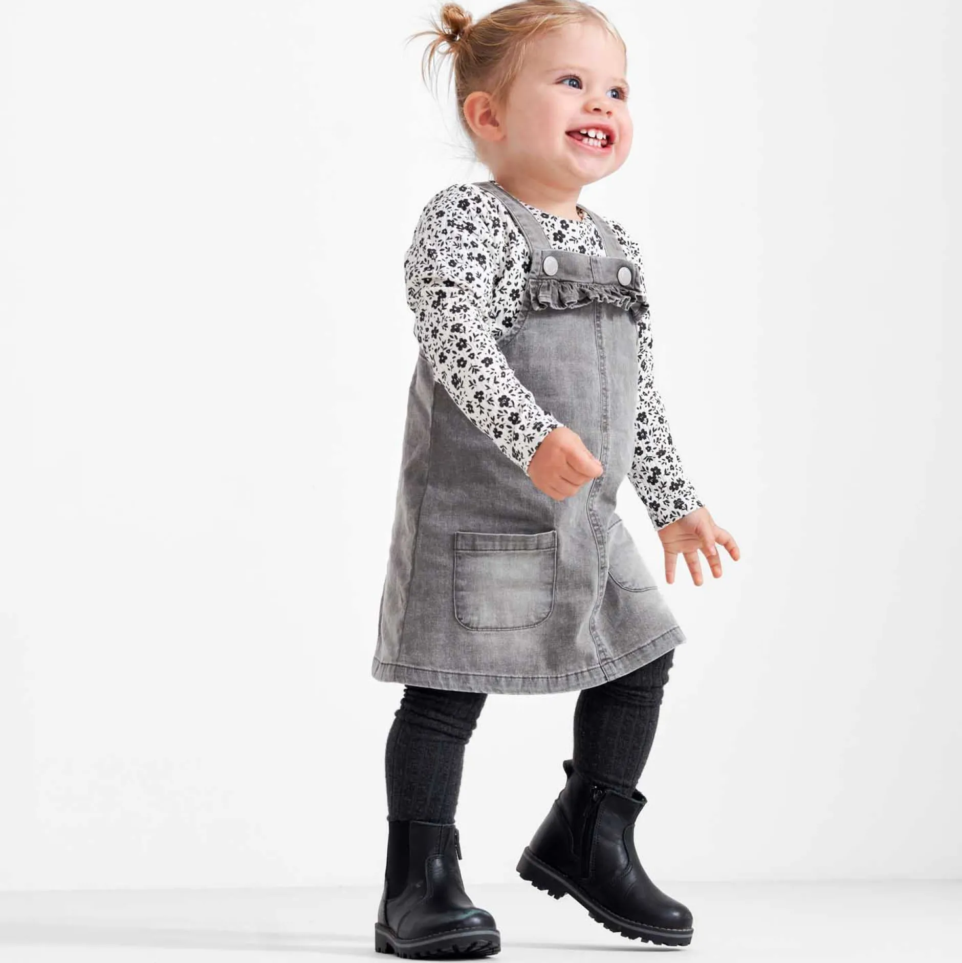 Jurken & Rokken|Jurken & Rokken*Prénatal peuter jurk effen grijs Light Grey Denim
