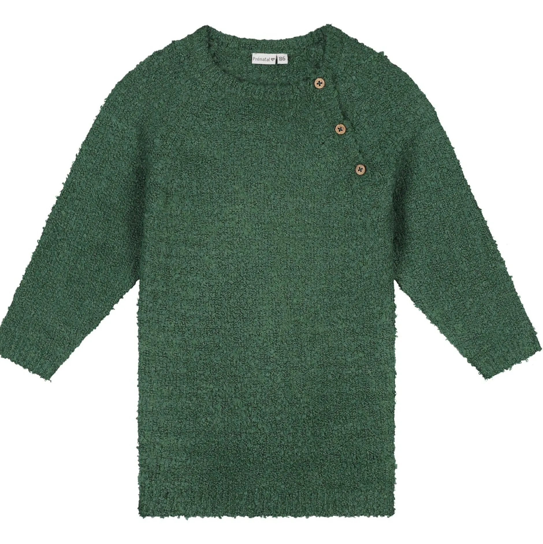 Jurken & Rokken|Jurken & Rokken*Prénatal peuter jurk lange mouwen effen groen Dark Bottle Green