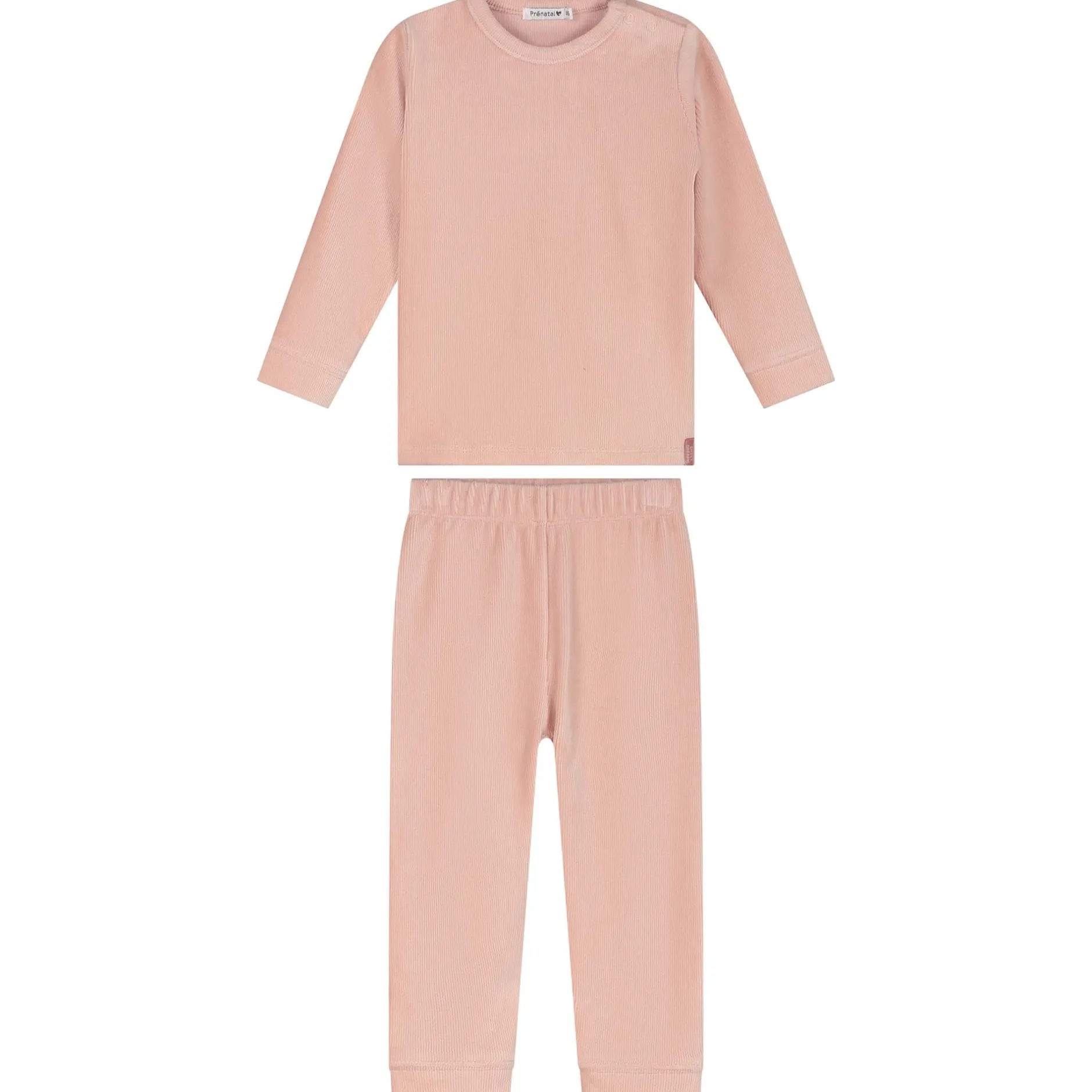 Pyjama's|Pyjama's*Prénatal peuter pyjama rib velour roze Powder Pink