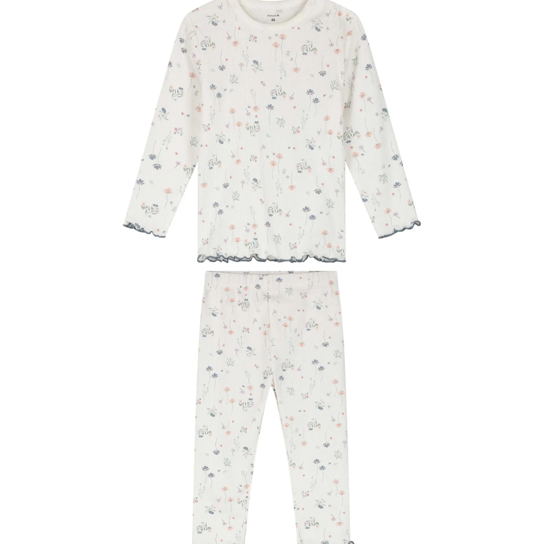 Pyjama's|Pyjama's*Prénatal peuter pyjama romantische rib wit Ivory White
