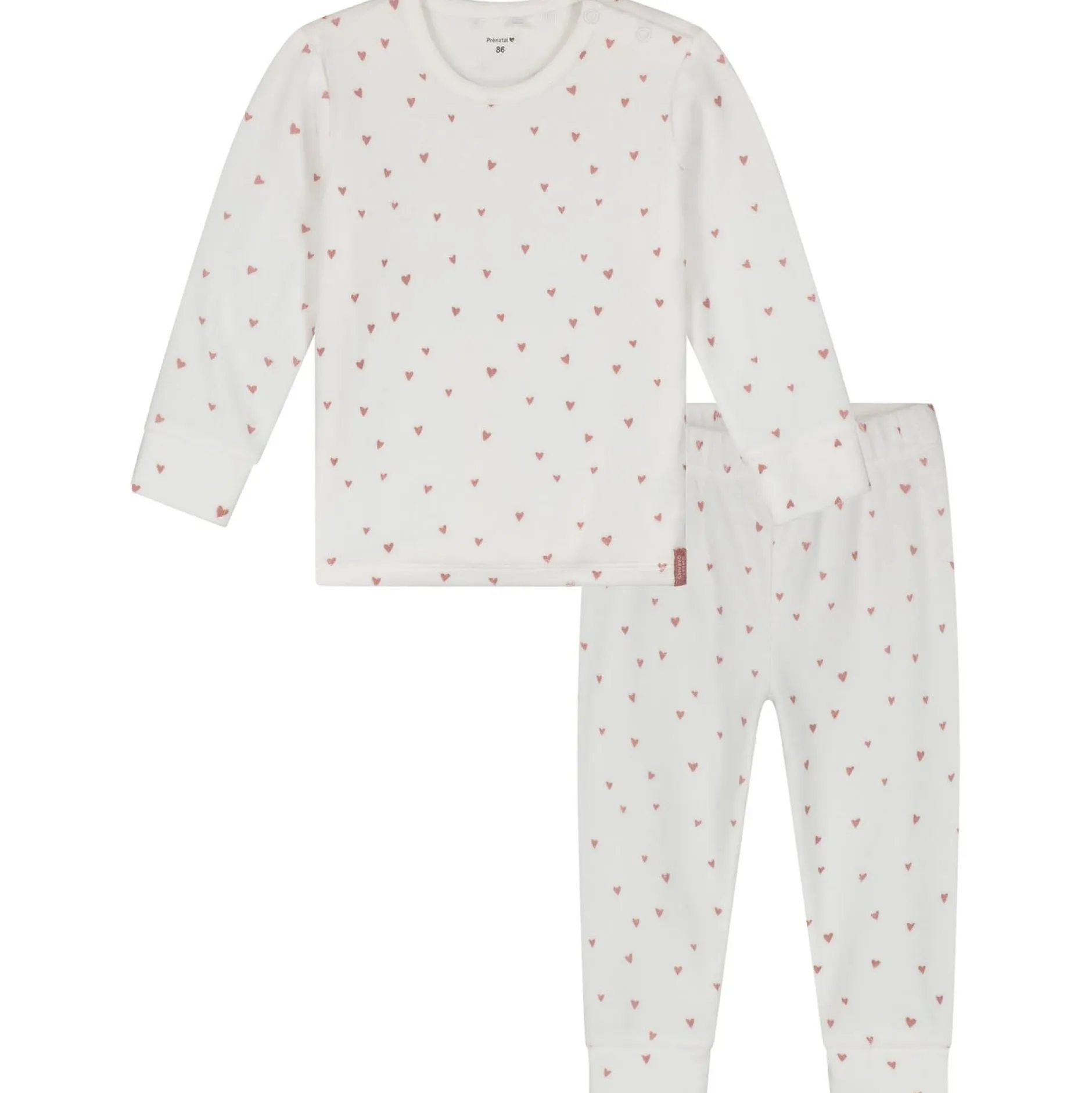 Pyjama's|Pyjama's*Prénatal peuter pyjama velvet hart wit Ivory White