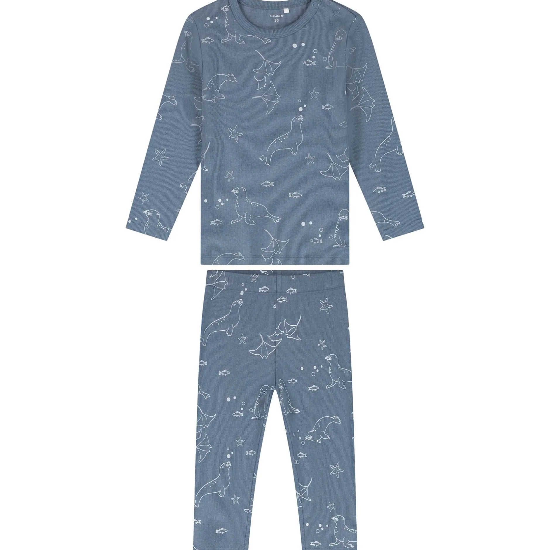 Pyjama's|Pyjama's*Prénatal peuter pyjama zeehond rib blauw Steel Blue