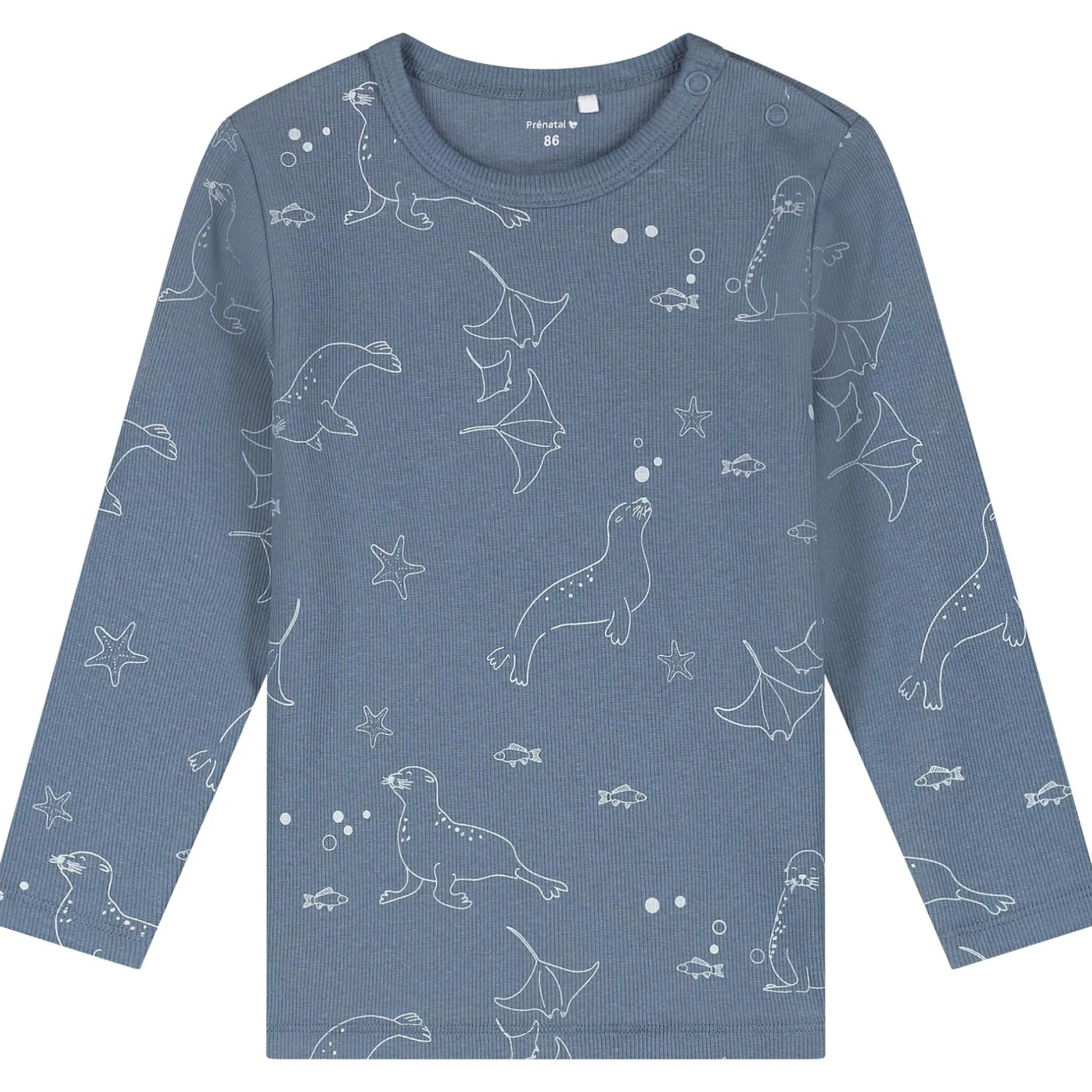 Pyjama's|Pyjama's*Prénatal peuter pyjama zeehond rib blauw Steel Blue